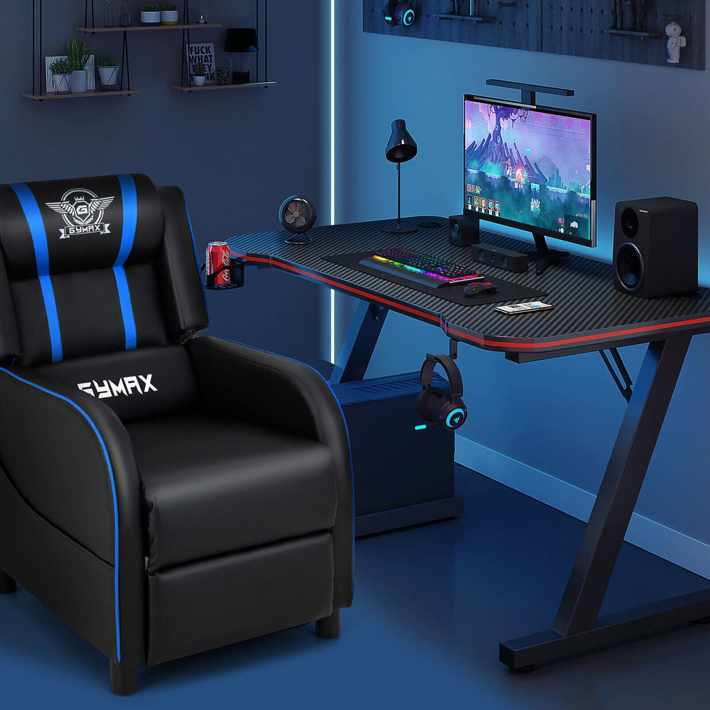 PU Leather Massage Gaming Recliner Chair with Side Pockets