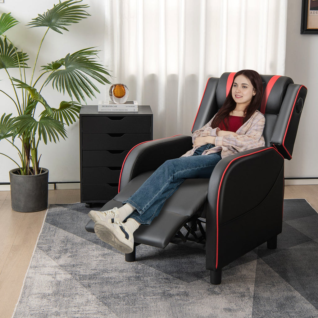 PU Leather Massage Gaming Recliner Chair with Side Pockets